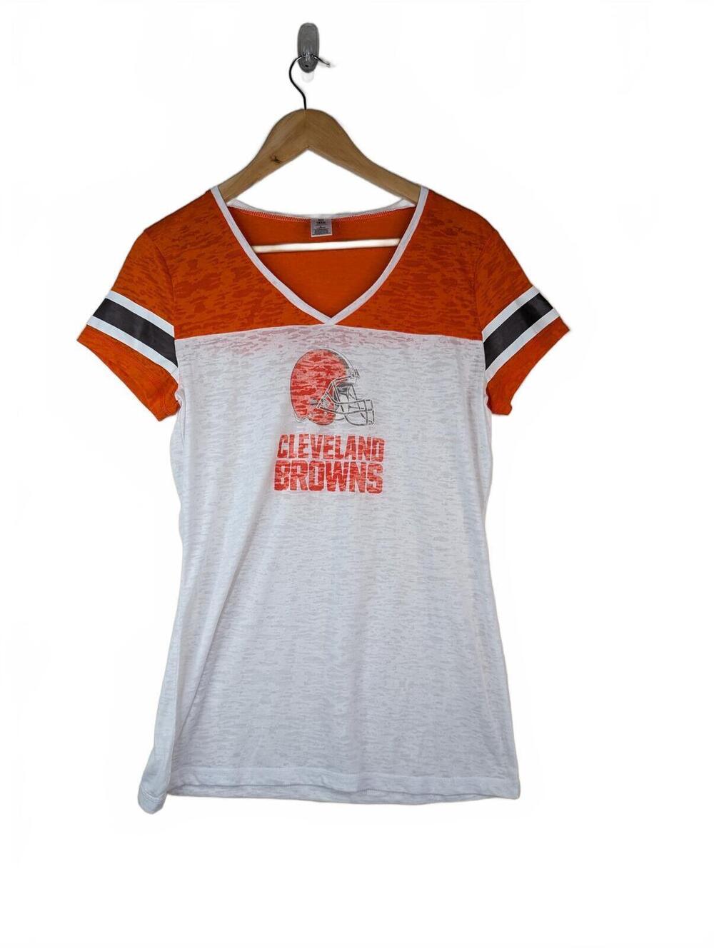 Women's Cleveland Browns Kick Start V-Neck Lightweight T-Shirt Size L